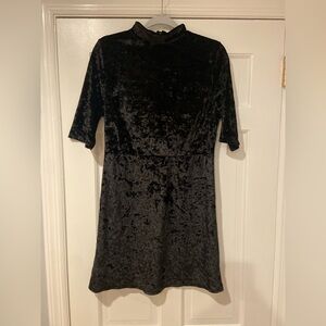 Therapy Black Crushed Velvet Mock Neck Dress (XL)